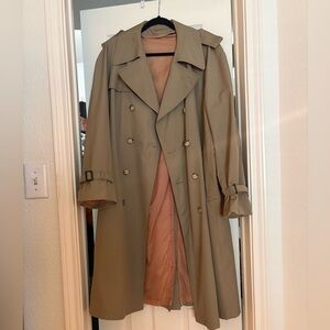 Vintage Classic Tan Double-Breasted Oversized Trench Coat